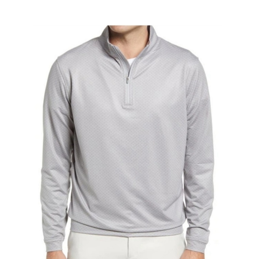 Peter Millar Light Gray Patterned Quarter-Zip